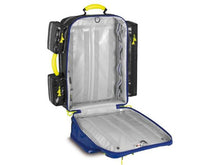 Charger l'image dans la galerie, Imagen de la mochila de emergencia Wasserkuppe L-ST-FT de PAX azul abierta vacía