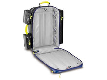 Charger l'image dans la galerie, Imagen de la mochila de emergencia Wasserkuppe L-ST azul de PAX abierta y vacía