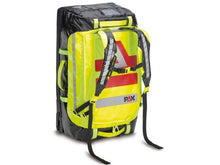 Carregar imagem no visualizador da galeria, Imagen del trolley táctico para viaje de PAX color amarillo con asas para hombros