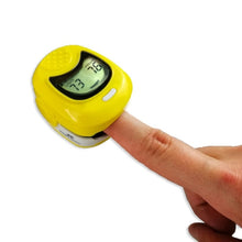 Carregar imagem no visualizador da galeria, Oxímetro de pulso infantil com display LCD de frequência cardíaca e gráfico de barras