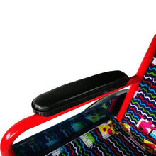 Cargar imagen en el visor de la galería, Silla de ruedas infantil plegable ruedas grandes reposapiés rojo con tapicería estampada