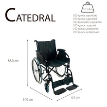 Cargar imagen en el visor de la galería, Silla de ruedas plegable catedral ruedas grandes acero ortopédica ligera negro y plata