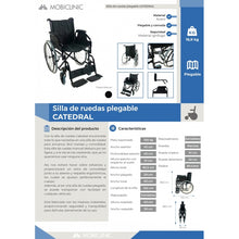 Cargar imagen en el visor de la galería, Silla de ruedas plegable catedral ruedas grandes acero ortopédica ligera negro y plata