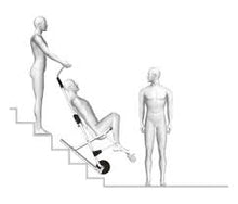 Carregar imagem no visualizador da galeria, Imagen de la silla silla de evacuación de Spencer de la serie Skid bajando escaleras