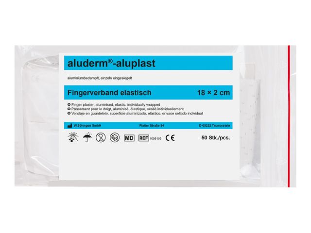 Imagen del apósito para dedos Aluderm Aluplast 18x2 cm elástico de 50 unidadesde Söhngen