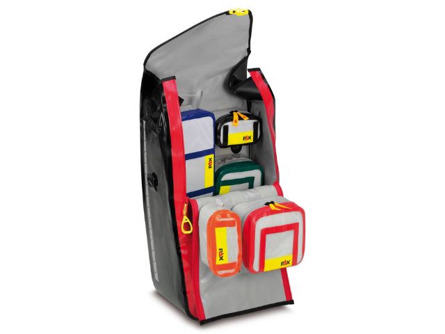 Imagen de la mochila de emergencia para bicicletas de PAX abierta