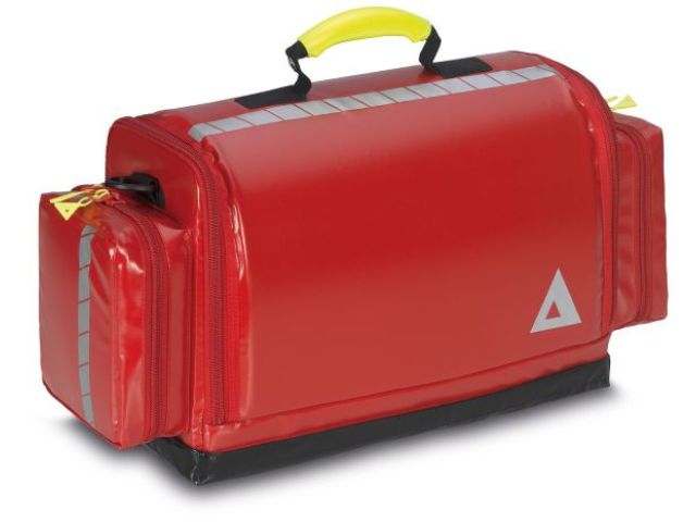 Imagen de la bolsa de emergencia pediátrica de PAX roja parte trasera