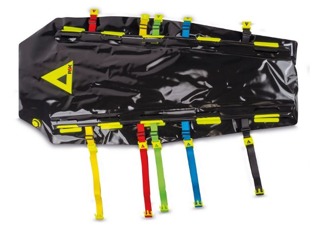 Imagen del colchón de vacío Mummy-Mat de PAX parte trasera con correas estiradas