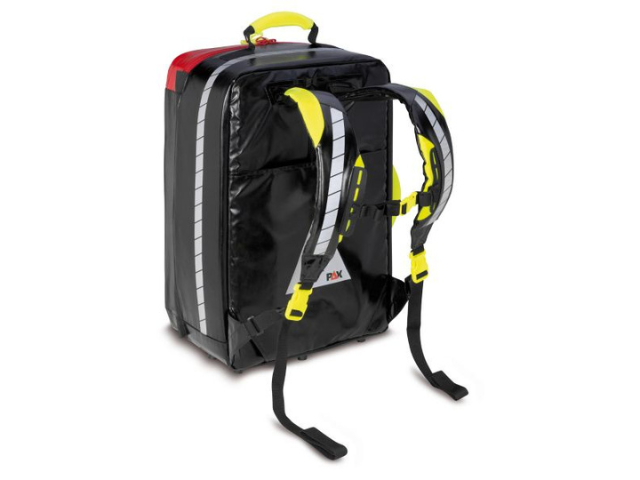 Imagen de la mochila de emergencias Berlín imantada roja de PAX  parte trasera