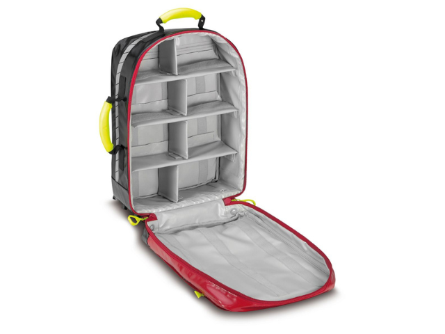 Imagen de mochila de emergencia Feldberg San roja de PAX abierta