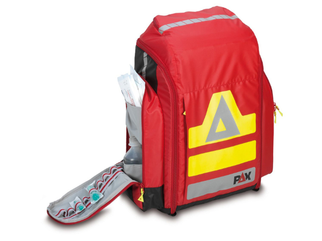 Imagen de la mochila de emergencia para rescate aéreo Flight Medic talla L de PAX bolsillo lateral abierto