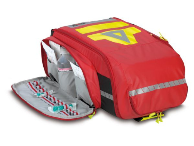 Imagen de la mochila de emergencia para rescate aéreo Flight Medic talla L de PAX bolsillo lateral abierto