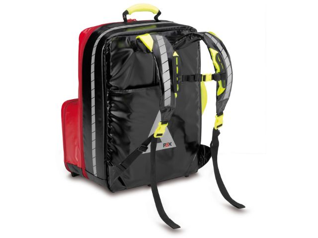 Imagen de la mochila de emergencia Wasserkuppe DEA L roja de PAX parte trasera