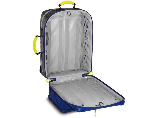 Imagen de la mochila de emergencia Wasserkuppe L-FT azul de PAX abierta vacía