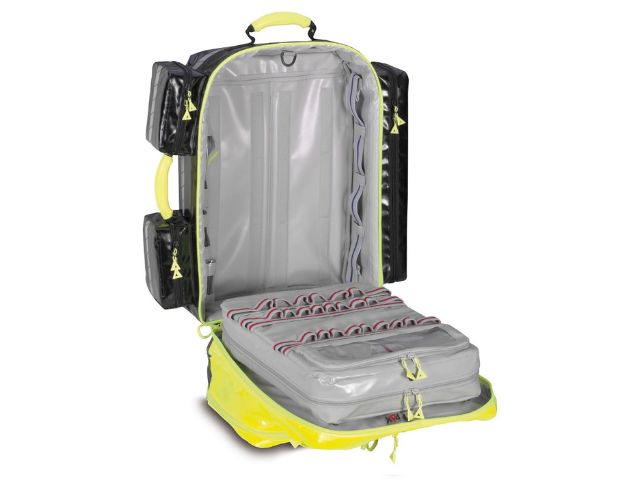 Imagen de la mochila de emergencia Wasserkuppe L-ST-FT de PAX amarilla abierta