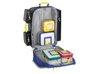 Imagen de la mochila de emergencia Wasserkuppe L-ST-FT de PAX azul abierta
