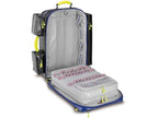 Imagen de la mochila de emergencia Wasserkuppe L-ST azul de PAX abierta bolsillo frontal