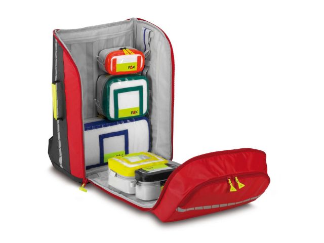 Imagen de la mochila de emergencia para rescate aéreo Flight Medic talla M de PAX abierta