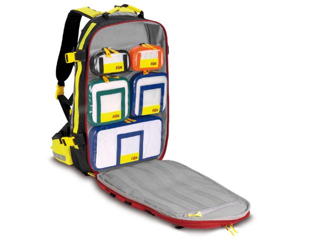 Imagen de la mochila para rescate de montaña Patrouilleur de PAX abierta