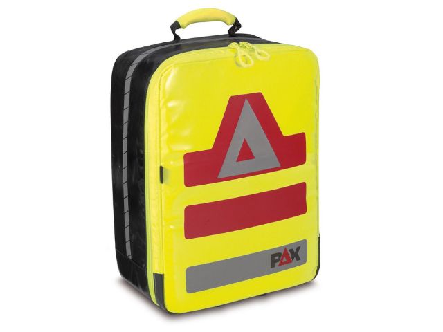 Imagen de la mochila de emergencia grande y compacta Rapid Response amarilla de PAX