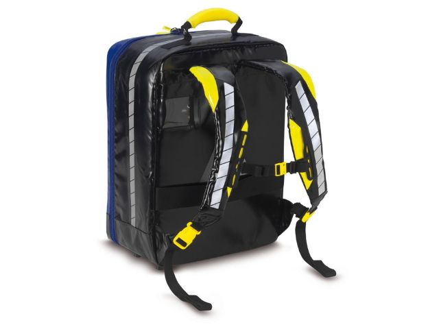 Imagen de la mochila de emergencia grande y compacta Rapid Response azul de PAX parte trasera