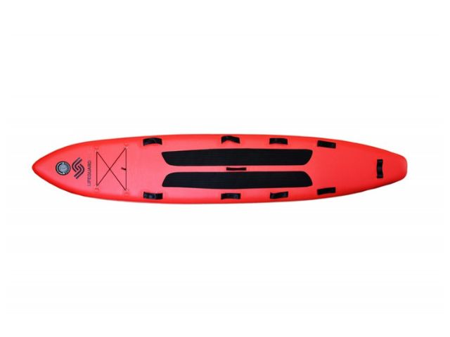 Imagen de Tabla de rescate hinchable roja y blanca Lifeguard Pro
