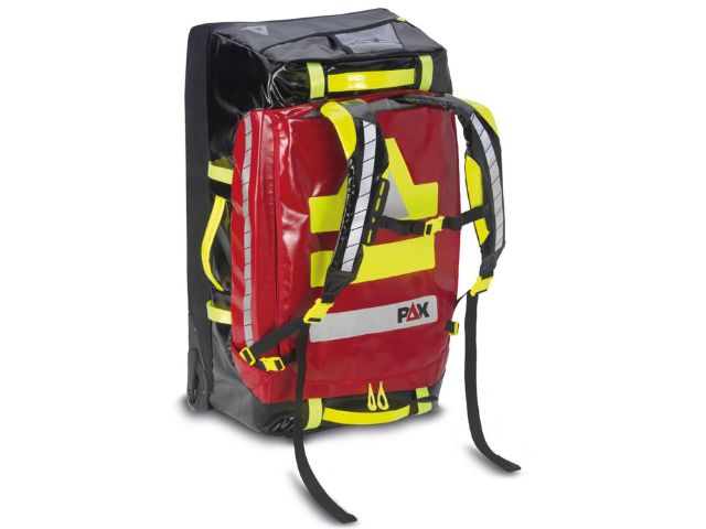 Imagen del trolley táctico para viaje de PAX color rojo con asas para hombros