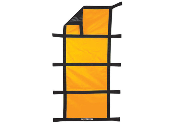 Imagen de la Hirvin, lona porta heridos naranja