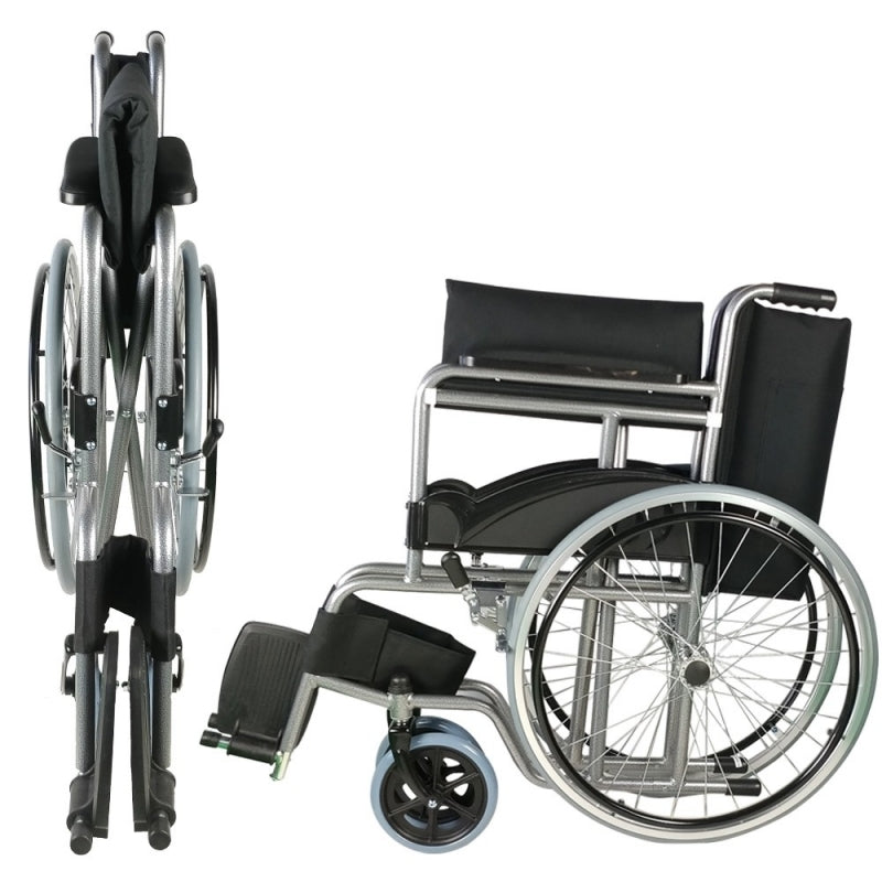 Cadeira de rodas dobrável grande roda leve preta alcazaba
