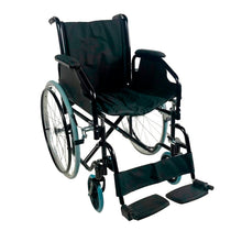 Carregar imagem no visualizador da galeria, Cadeira de rodas dobrável catedral rodas grandes leve aço ortopédico preto e prata
