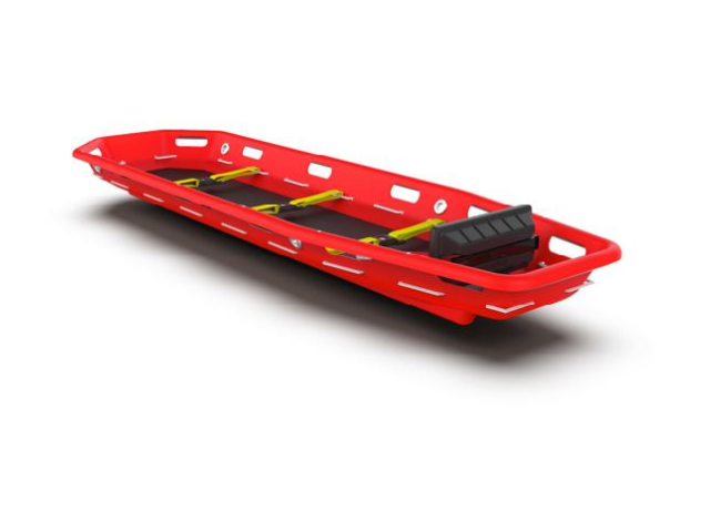 Imagen de la camilla nido Spencer Shell roja con 3 cinturones